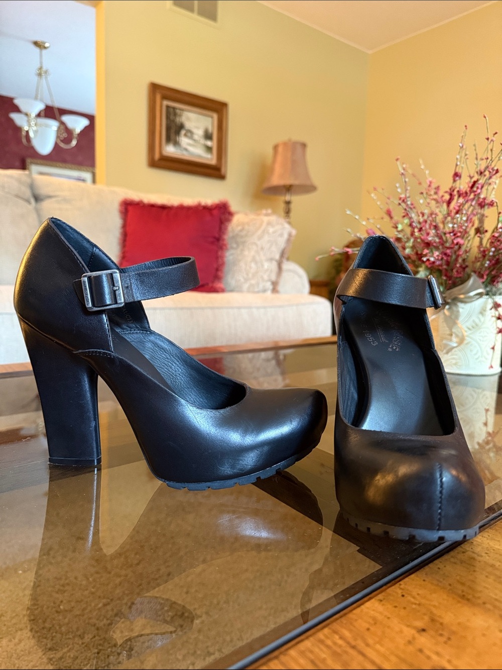 KORK-EASE “PRISCILLA” Black Leather Hidden Platform Mary Jane Heel - Size 8/39 - Picture 5 of 17